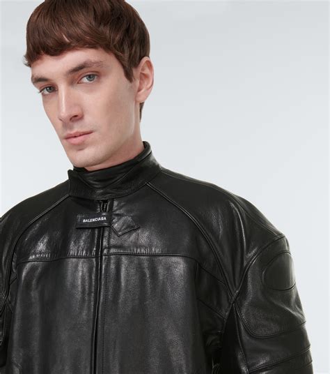 balenciaga biker jacket replica|Leather biker jacket in black .